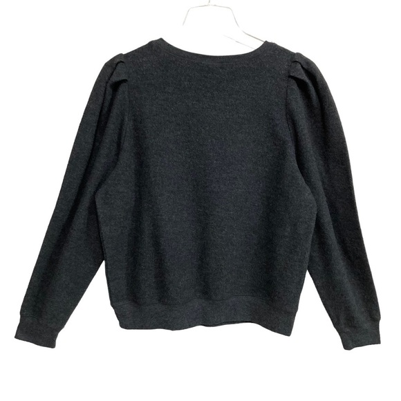 TruSelf Sweatshirt Top Charcoal Gray Sequin Gold Silver Copper Size Large - Picture 2 of 9